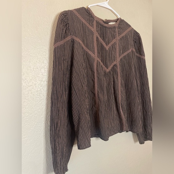 Brown Checkered Women's Top - Picture 4 of 8